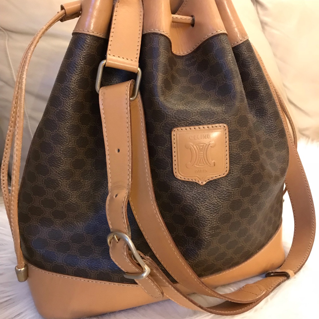Rare Authentic Vintage Celine Leather Bucket Bag